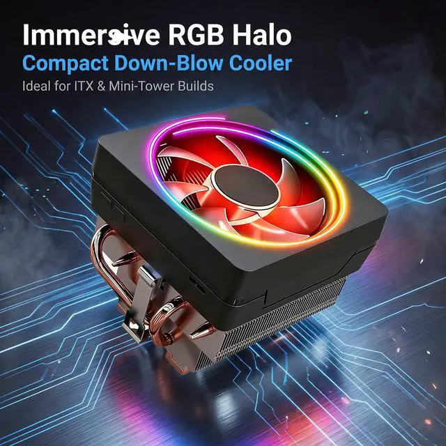 Alt view image 3 of 7 - CPU Wraith Cooler Prism Aluminum Heat Sink Copper Core Base 4-Pin PWM 95mm Fan Pre-Applied Thermal Paste Compatible with AMD Socket AM5 AM4 AM3 AM2 Ryzen 7 1700X 1800X 2700X 3700X 4700X 5700X Fan