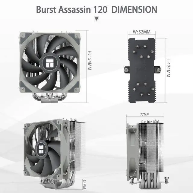 Alt view image 5 of 7 - BA120 CPU Air Cooler, 6 Heat Pipes, TL-C12C PWM Quiet Fan CPU Cooler with S-FDB Bearing, for AMD AM4/AM5 Intel LGA1700/1150/1151/1200