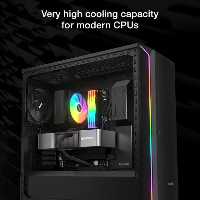 Alt view image 2 of 7 - Pure Rock 3 LX CPU Air Cooler | 4 High Performance 6mm Heat Pipes with HDT Technology | 120mm Quiet ARGB PWM Fan | AMD:AM4 AM5/Intel LGA 1700/1150/1151/1200 | Black | BK040