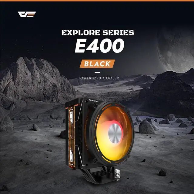 Alt view image 2 of 7 - E400 CPU Air Cooler with Display, ARGB PWM Fan, Black, mATX | 230W Single-Tower Cooling with a Pixel Display, Distinctive ARGB Fan and Compact mATX-Focused Cabling