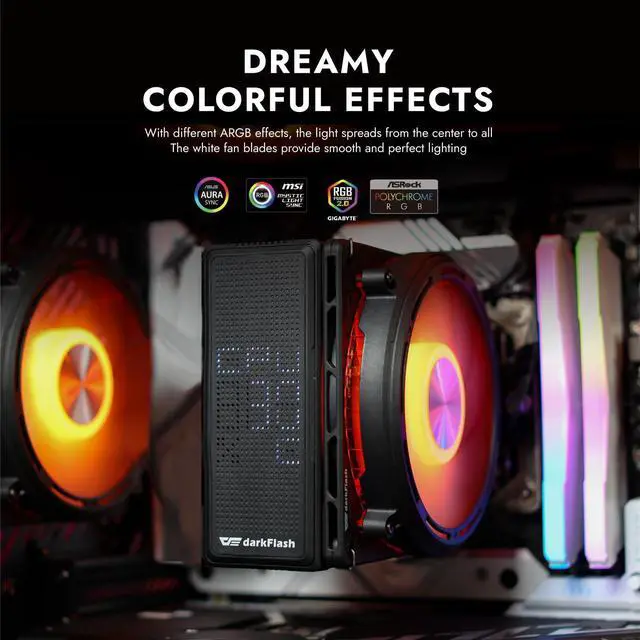 Alt view image 3 of 7 - E400 CPU Air Cooler with Display, ARGB PWM Fan, Black, mATX | 230W Single-Tower Cooling with a Pixel Display, Distinctive ARGB Fan and Compact mATX-Focused Cabling
