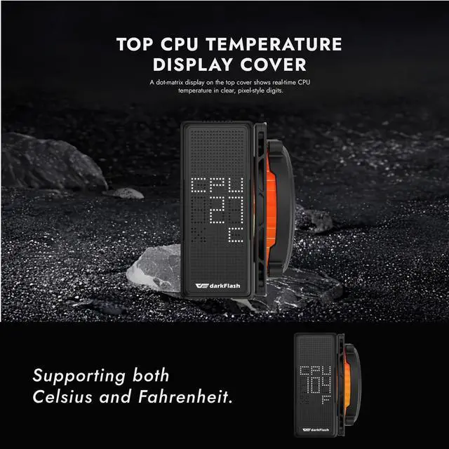 Alt view image 6 of 7 - E400 CPU Air Cooler with Display, ARGB PWM Fan, Black, mATX | 230W Single-Tower Cooling with a Pixel Display, Distinctive ARGB Fan and Compact mATX-Focused Cabling