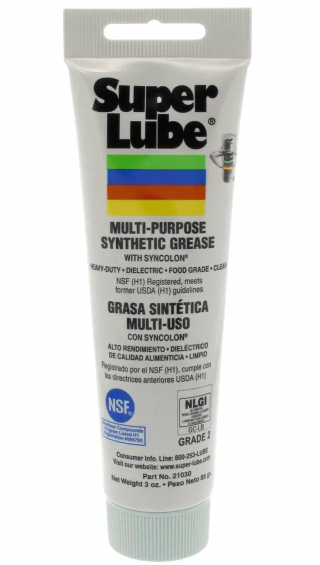 Main image of Multi-Purpose Synthetic Grease w/ Syncolon - High Temperature, Water & Corrosion Resistant Grease - Workshop & Industrial Use - Food Grade - Translucent White - Tube - 3 oz (21030)