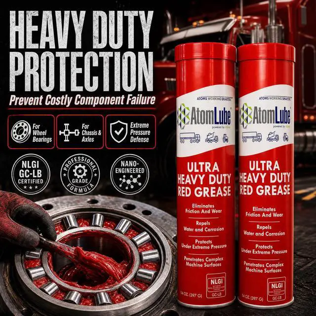 Alt view image 2 of 7 - Ultra Heavy Duty Red Grease, 2-Pack of 14 oz Tubes | High Temp Waterproof NLGI# 2 Lithium Wheel Bearing Grease for Trucking, Automotive, Trailers, & Agricultral Equipment
