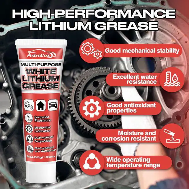 Alt view image 2 of 6 - White Lithium Grease, Multi-Purpose Lubricant Lithium Grease | with Brush for Hinges, Bearings, Gears, and Garage Doors, Ideal for Automotive, Marine, Industrial, and Household Use (1)