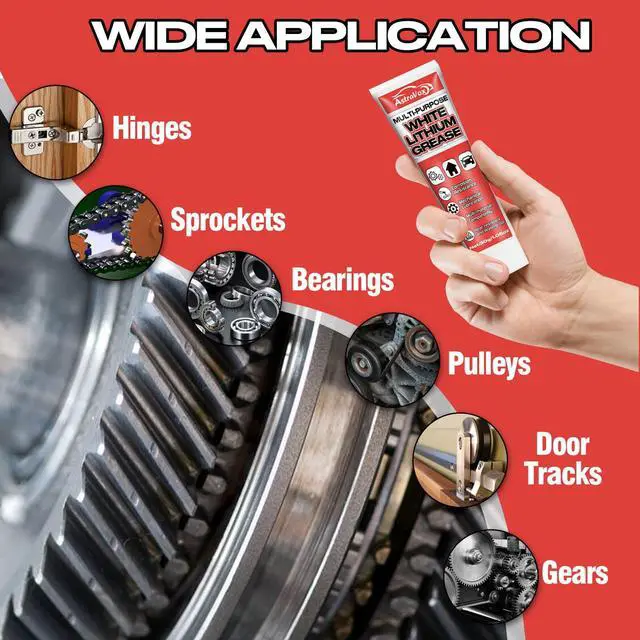 Alt view image 5 of 6 - White Lithium Grease, Multi-Purpose Lubricant Lithium Grease | with Brush for Hinges, Bearings, Gears, and Garage Doors, Ideal for Automotive, Marine, Industrial, and Household Use (1)