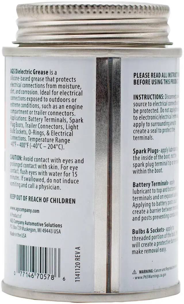 Alt view image 2 of 6 - Dielectric Grease for Electrical Connectors 4oz Silicone Grease for Spark Plugs, Battery Terminals, Wiring & Connectors, Made in USA Since 1931, Brush-Top Can for Precise, Mess-Free Application