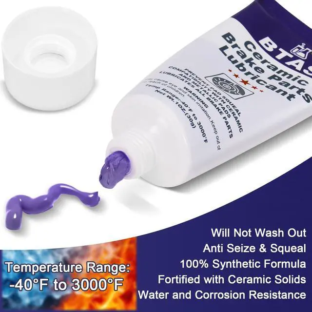Alt view image 6 of 7 - Brake Grease for Brake Caliper Parts Sliding Pin & Pad Lubricant 1oz | 100% Synthetic Formula With Ceramic Solids; Temp -40°F To 3000°F, Compatible With EPDM Brake Rubber & Plastic Hardware