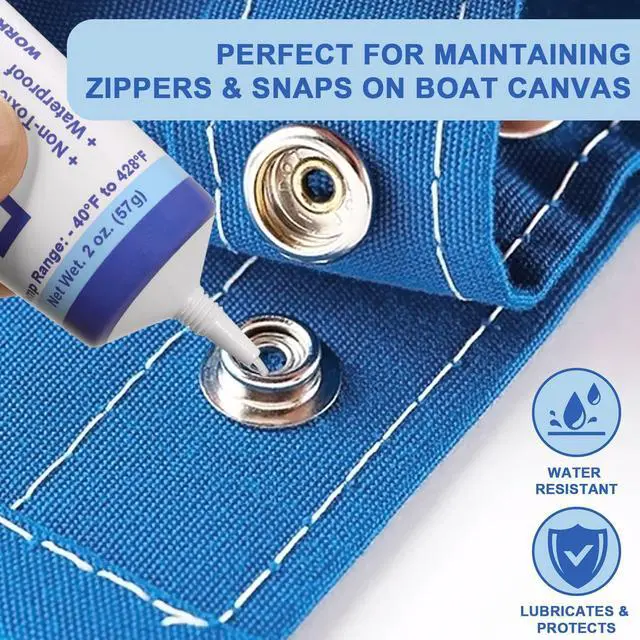 Alt view image 7 of 7 - Zipper Lubricant for Plastic and Metal Zippers Marine Grade 2oz | Waterproof & Salt Spray Resistant, Anti-Rust & Anti-Aging, Reduces Friction, Unsticks Jammed Zippers And Metal Snaps