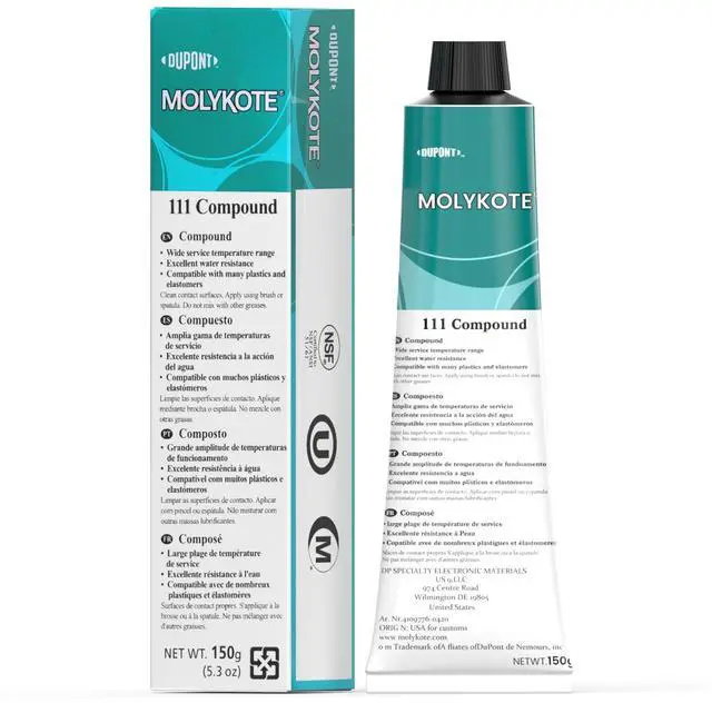 Main image of Molykote 111 Compound Valve Lubricant and Sealant 150g 5.3oz, Silicone Grease for O-Rings, Plug Valves, Seal & Protect Rubber & Plastic Components, Water Resistant, Low Volatility