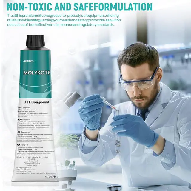 Alt view image 6 of 7 - Molykote 111 Compound Valve Lubricant and Sealant 150g 5.3oz, Silicone Grease for O-Rings, Plug Valves, Seal & Protect Rubber & Plastic Components, Water Resistant, Low Volatility