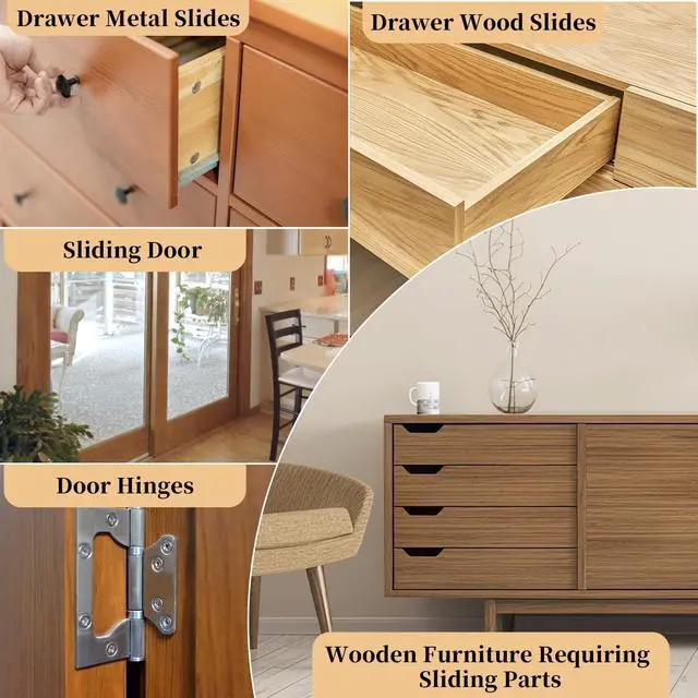 Alt view image 7 of 7 - Wood Drawer Wax Lubricant Paste Door Lubricant Drawer Slide Grease | Wear-Resistant Eliminate Sticking Noise Loosen Wood Furniture, Window Track, Sliding Glass Doors, Hinges, 1 oz 1-Pack