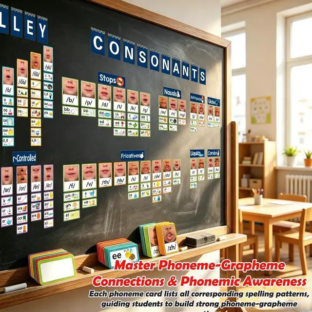 Alt view image 5 of 7 - Sound Wall Classroom Phonics Kit, Science of Reading Sound Wall Consonants & Vowel Valley Classroom Decor, Phonemic Awareness, ESL Speech Therapy Materials, Science of Reading(220 Cards)