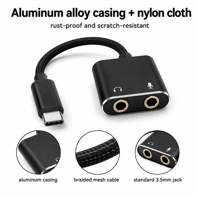 Alt view image 3 of 7 - USB C Sound Card, Type C External Sound Card to Headphone and Microphone Jack Audio Adapter Compatible with Windows, Laptops, Desktops Windows