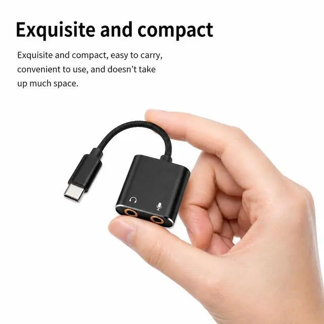 Alt view image 2 of 7 - USB C Sound Card, Type C External Sound Card to Headphone and Microphone Jack Audio Adapter Compatible with Windows, Laptops, Desktops Windows