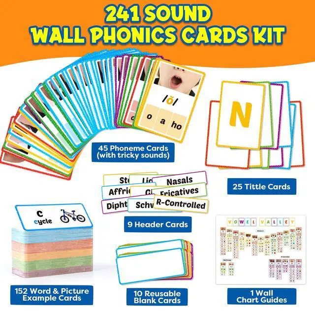 Alt view image 5 of 7 - Phonics Sound Wall Set,Letter Sounds Sight Words Flash Cards,Learn to Read Sounds Phoneme Speech Therapy Materials,Phonics Games for Kids Kindergarten,Phonemic Awareness Speak Spell Learning Activity