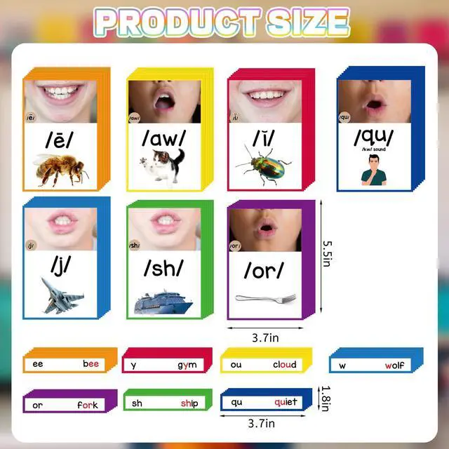 Alt view image 2 of 6 - 258 Pcs Sound Wall Classroom Phonics Posters, Vowel and Consonant Flash Cards, Phonemic Awareness Letter Sound Wall Cards for Kindergarten, Speech, Esl and Science of Reading Teaching