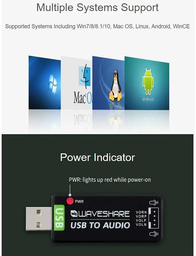 Alt view image 4 of 7 - USB to Audio USB Sound Card with 8 5W Speaker, Driver-Free Plug and Play | for Raspberry Pi/Jetson Nano, Win7/8/8.1/10,Linux,Android, Support Recording/Playback, Onboard Microphone/ Speaker Header