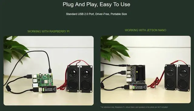 Alt view image 6 of 7 - USB to Audio USB Sound Card with 8 5W Speaker, Driver-Free Plug and Play | for Raspberry Pi/Jetson Nano, Win7/8/8.1/10,Linux,Android, Support Recording/Playback, Onboard Microphone/ Speaker Header