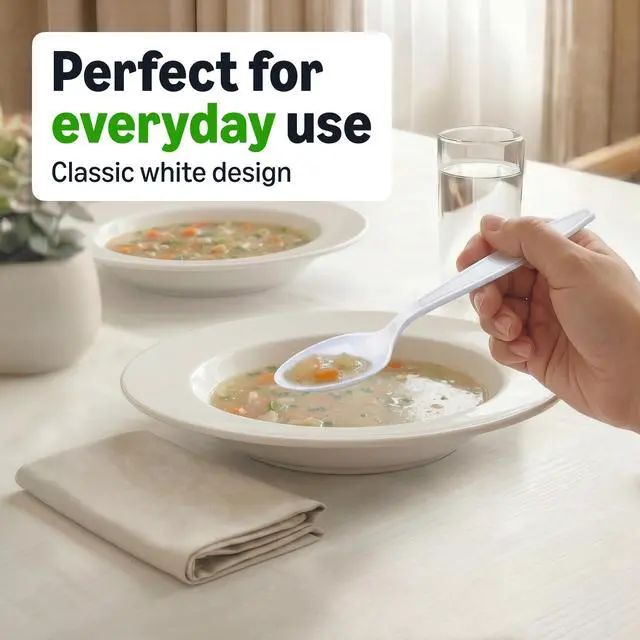 Alt view image 2 of 5 - Disposable Everyday White Spoons, 100 Count