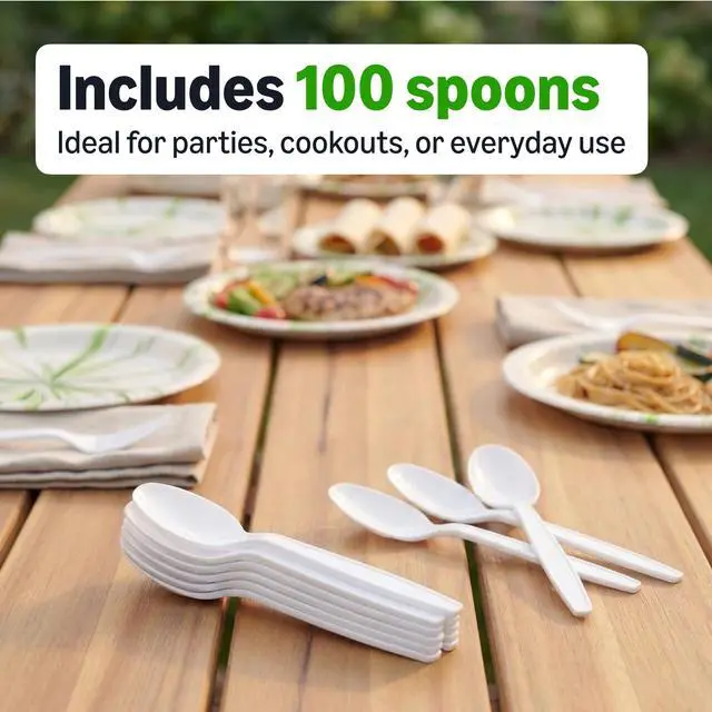 Alt view image 4 of 5 - Disposable Everyday White Spoons, 100 Count