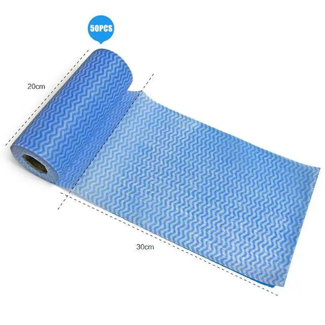 Alt view image 4 of 6 - Disposable Cleaning Towel (2 Rolls /100pcs) Paper Towels | Multipurpose Fabric OTP Nonwovens,Non-Woven Kitchen Disposable Nonstick Wiping Rag House Cleaning Cloth Washcloth Towel