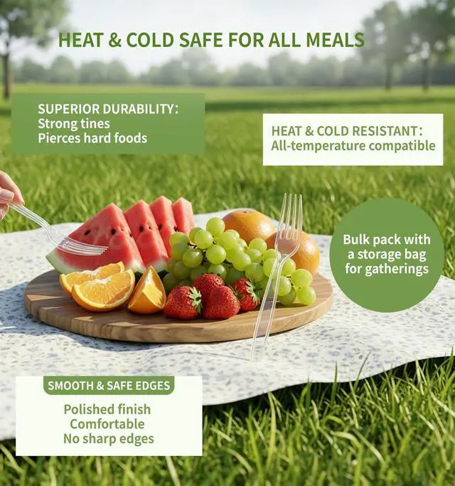 Alt view image 4 of 6 - 390 Count Heavy Duty Disposable Clear Plastic Cutlery Set, Bulk | 160 Forks & 160 Spoons & 70 Knives, Premium Quality, BPA-Free,Heat Resistant, Transparent, for Everyday Use, Party Supply