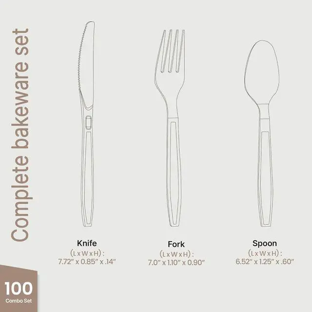 Alt view image 7 of 7 - Disposable Cutlery Combo Set, 100 Pieces of Forks, Knives & Spoons, Heavy Duty Plastic Silverware, BPA-Free Food-Grade Materials, Heat-Resistant, Reusable Utensils for Parties and Everyday Use, Clear