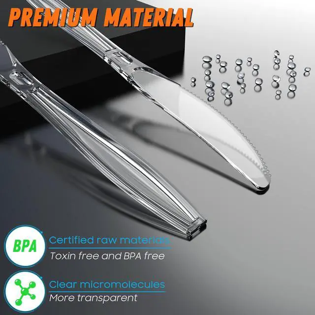 Alt view image 2 of 6 - 7.5" Clear Plastic Knives Heavy Duty, 84 Count | Heat Resistant & BPA Free, Solid and Durable Premium Disposable Knives for Party Supply