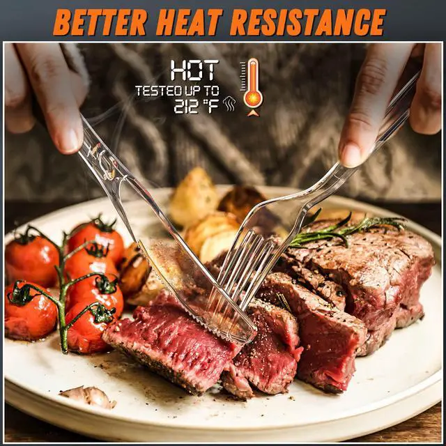 Alt view image 3 of 6 - 7.5" Clear Plastic Knives Heavy Duty, 84 Count | Heat Resistant & BPA Free, Solid and Durable Premium Disposable Knives for Party Supply