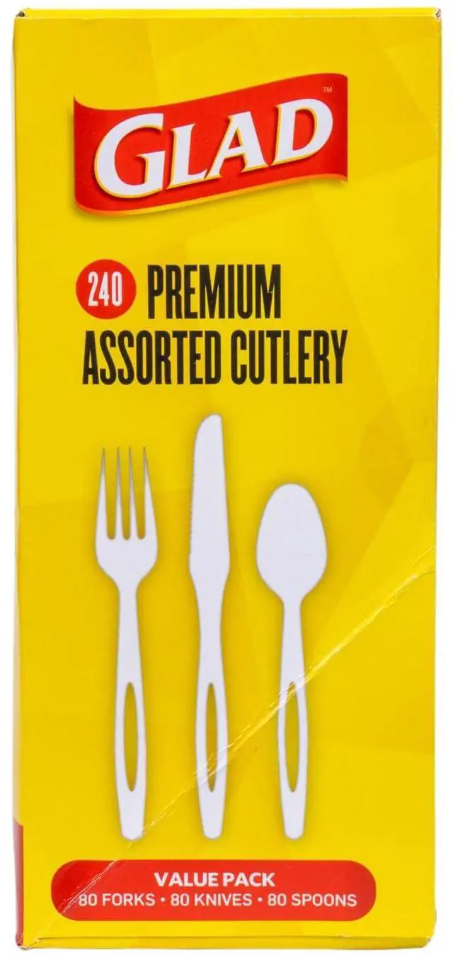 Alt view image 3 of 3 - White Disposable Cutlery Set, Forks Knives Spoons, 240 Count | Heavy-duty plastic utensils, reusable and dishwasher safe, for parties and everyday use, sturdy design