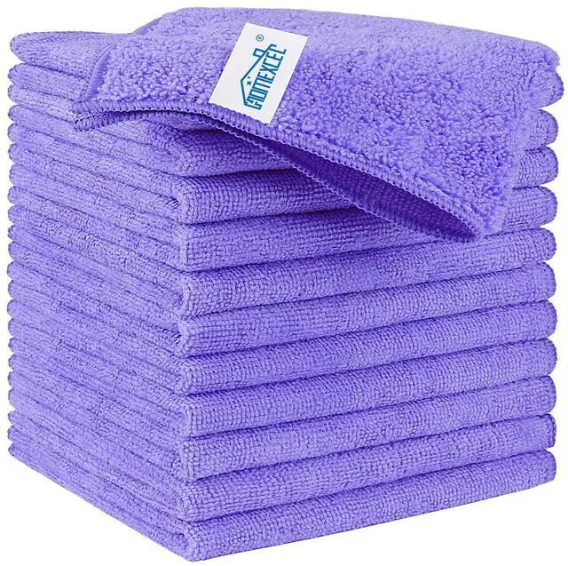 Main image of Purple Microfiber Cleaning Cloth, Microfiber Towels for Car,12 PK | Lint Free Cleaning Rags for Household & Kitchen, Car Wash Towels for Detailing Drying, Scratch-Free, 11.5"X 11.5"