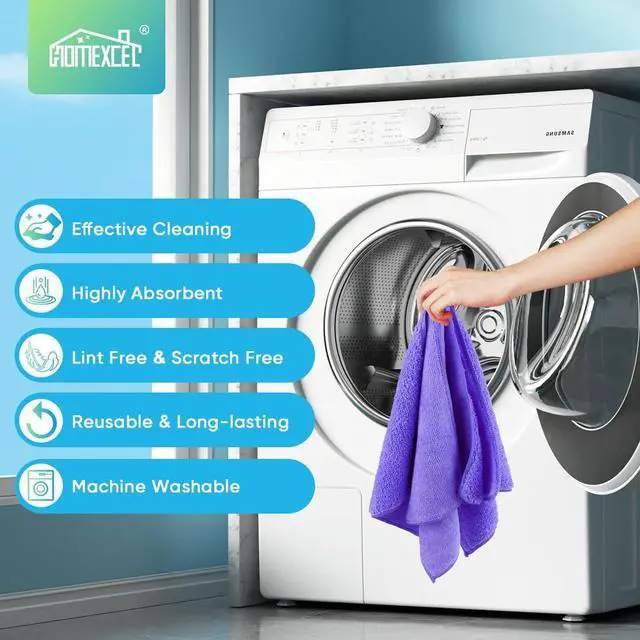 Alt view image 5 of 6 - Purple Microfiber Cleaning Cloth, Microfiber Towels for Car,12 PK | Lint Free Cleaning Rags for Household & Kitchen, Car Wash Towels for Detailing Drying, Scratch-Free, 11.5"X 11.5"
