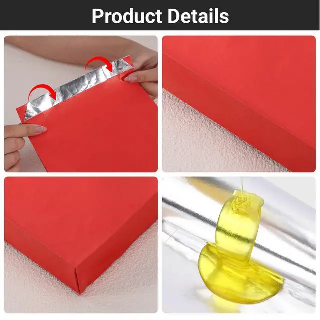 Alt view image 4 of 7 - Large Hamburger Foil Bags, 100pcs 6.3"x10.3"x1.6" Red Foil Sandwich Bags, Disposable Aluminum Foil Food Storage Bags for Hot Food, Bakery Cookies, Treats, Snack, BBQ Take-out