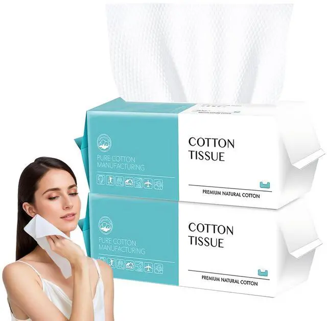 Main image of Disposable Face Towel 200 Count, Soft Cotton Facial Dry Wipes, Multi-Purpose for Skin Care, Makeup Remover, Face Wipes and Facial Cleansing