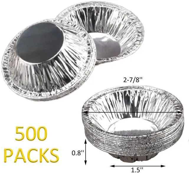 Alt view image 2 of 7 - 500 Pack Aluminum Foil Egg Tart Molds, 2.8 Inch Disposable Pie Tins Pans and Tinfoil Cupcake Circular Baking Cup for Baking, Making Tarts, Quiche Pie, Caramel Pudding