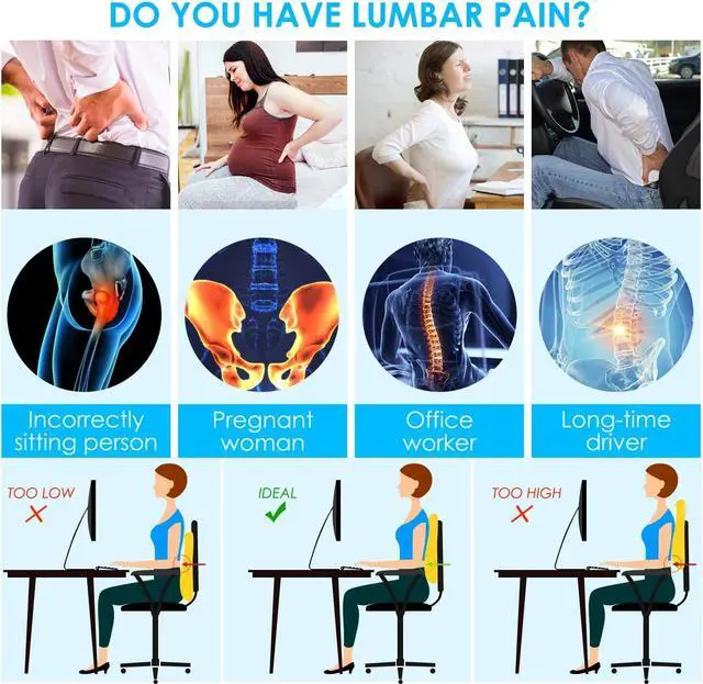 Alt view image 3 of 7 - Lumbar Support Pillow for Office Chair Car Back Support Pillow, Memory Foam Gaming Chair Desk Chair Back Cushion for Lower Back Pain Relief, Ergonomic Back Rest,Office Home Essentials