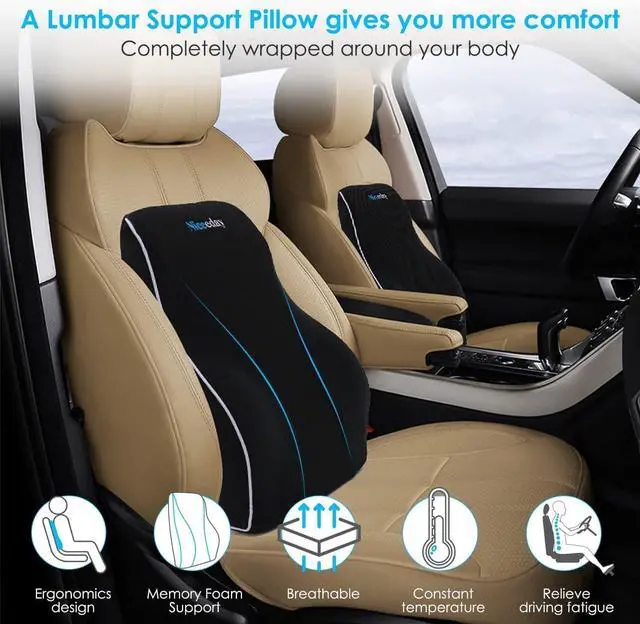 Alt view image 7 of 7 - Lumbar Support Pillow for Office Chair Car Back Support Pillow, Memory Foam Gaming Chair Desk Chair Back Cushion for Lower Back Pain Relief, Ergonomic Back Rest,Office Home Essentials