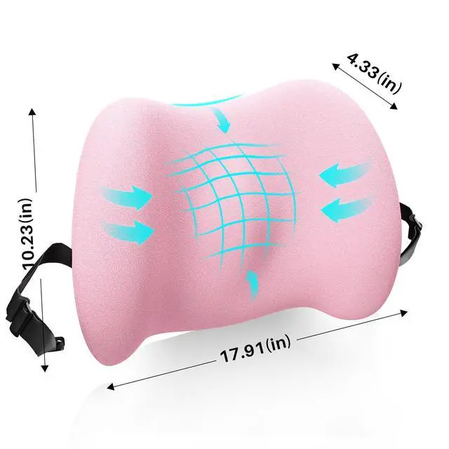 Alt view image 6 of 7 - Lumbar Support Pillow for Office Chair, Memory Foam Car Back Cushion | Lumbar Pillow Lower Back with Adjustable Straps, Ergonomic Chair Back Pillow for Office, Car, Gaming Chairs and Bed