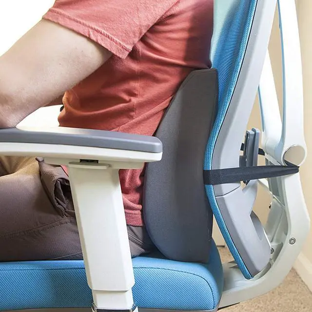 Alt view image 2 of 7 - Lumbar Support Pillow for Chair to Assist with Back Support with Removable Washable Cover and Firm Insert to Ease Lower Back Pain while Improving Posture, 14 x 13 x 5, Contoured Foam, Elite, Gray