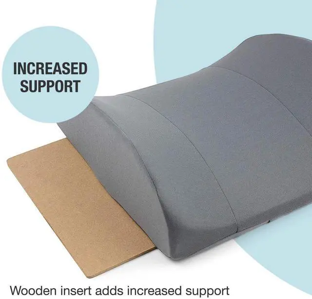 Alt view image 6 of 7 - Lumbar Support Pillow for Chair to Assist with Back Support with Removable Washable Cover and Firm Insert to Ease Lower Back Pain while Improving Posture, 14 x 13 x 5, Contoured Foam, Elite, Gray