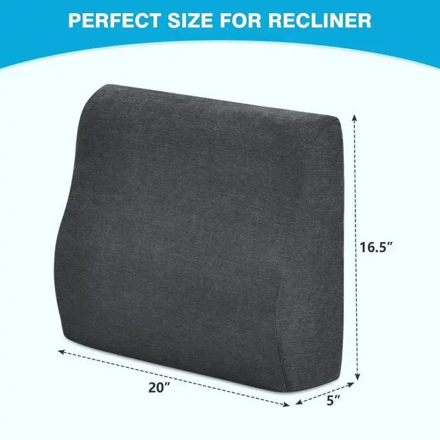 Alt view image 5 of 7 - Back Support Pillow for Recliner Dual Layer Lumbar Support Pillow with Gel Memory Foam Ergonomic Orthopedic Lumbar Cushions for Elderly Lower Back Pain Relief Washable Cover Dark Grey
