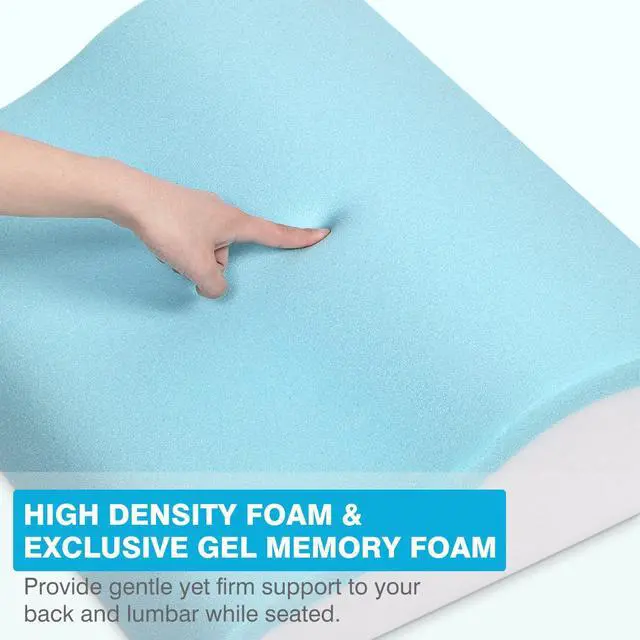 Alt view image 3 of 7 - Back Support Pillow for Recliner Dual Layer Lumbar Support Pillow with Gel Memory Foam Ergonomic Orthopedic Couch Lumbar Cushions for Elderly Lower Back Pain Relief Washable Cover Brown