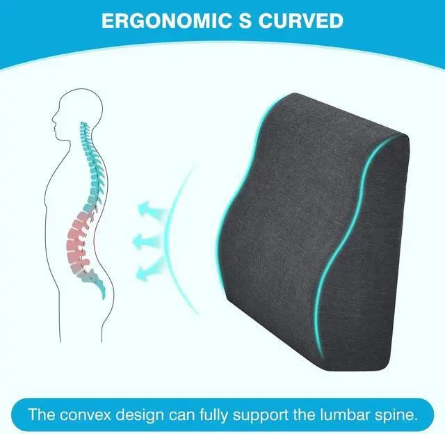 Alt view image 6 of 7 - Back Support Pillow for Recliner Dual Layer Lumbar Support Pillow with Gel Memory Foam Ergonomic Orthopedic Lumbar Cushions for Elderly Lower Back Pain Relief Washable Cover Dark Grey