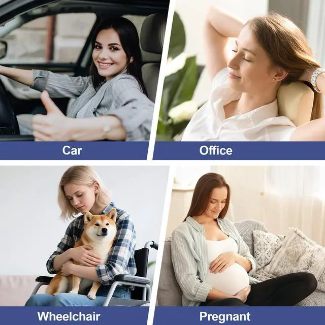 Alt view image 7 of 7 - Lumbar Support Pillow for Car, Memory Foam Car Back Cushion | Car Seat Back Pillow for Driving, Adjustable Strap, Ergonomic Lower Back Support Pillow, Office Chairs and Wheelchairs