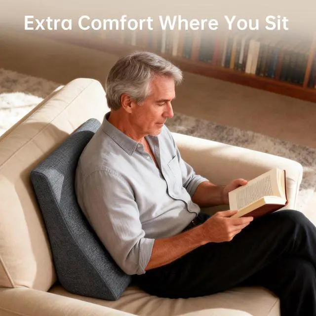 Alt view image 4 of 7 - Lumbar Support Pillow for Sofa(Gray) | Rocking Chair Pillow for Lower Back Pain Relief/Lumbar Cushion for Sofa/Washable Cover