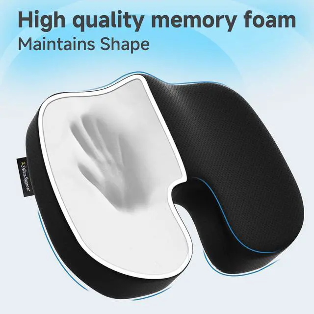 Alt view image 6 of 7 - Seat Cushion &Office Chair Cushion,Lumbar Support Pillow for Office Chair,Ergonomic Memory Foam Non-Slip Office Chair Cushion,Back Support Cushions for Tailbone&Sciatica Pain Relief Black