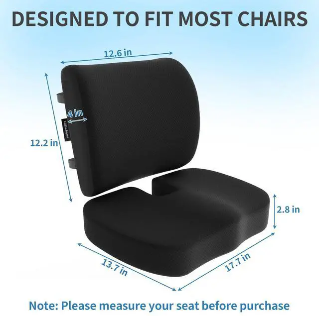 Alt view image 7 of 7 - Seat Cushion &Office Chair Cushion,Lumbar Support Pillow for Office Chair,Ergonomic Memory Foam Non-Slip Office Chair Cushion,Back Support Cushions for Tailbone&Sciatica Pain Relief Black