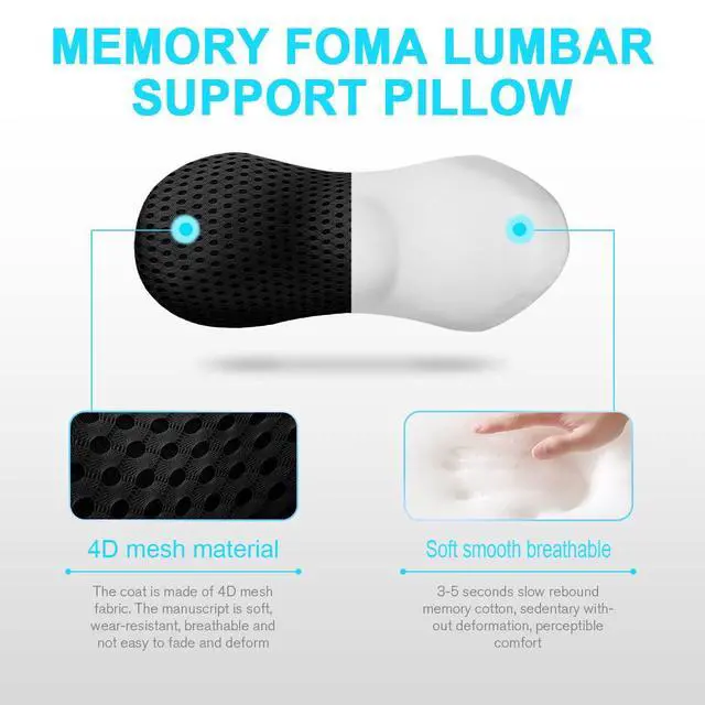 Alt view image 3 of 7 - Lumbar Support Pillow for Office Chair, Memory Foam Lumbar Pillow for Lower Back Pain Relief (Black)