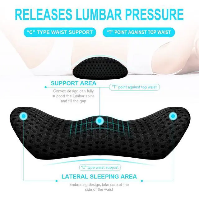 Alt view image 2 of 7 - Lumbar Support Pillow for Office Chair, Memory Foam Lumbar Pillow for Lower Back Pain Relief (Black)